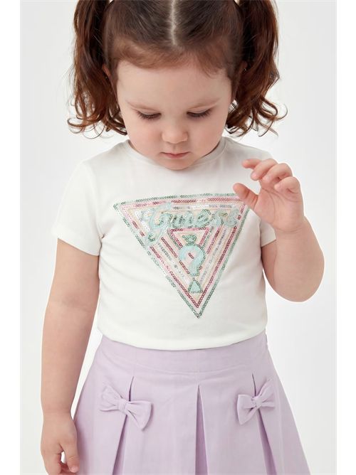 T-shirt con logo in paillettes GUESS | K6GI08K6YW4/G011